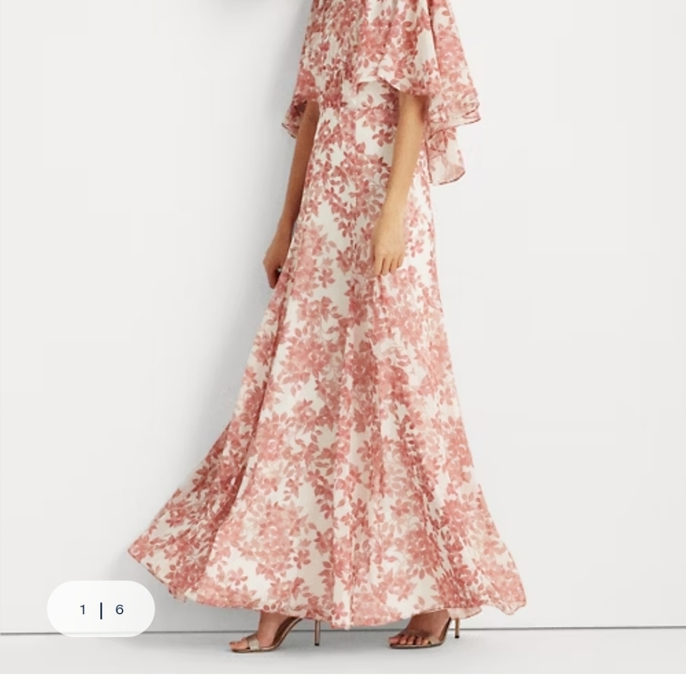 Floral Georgette Cape Gown